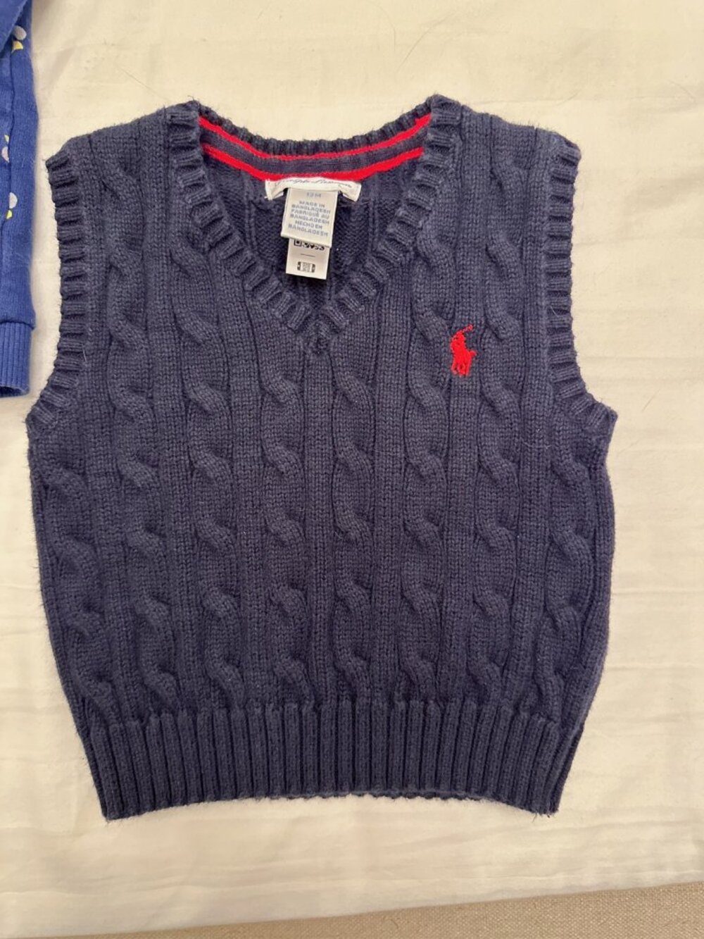 Ralph Lauren Baby Cable Knit Vest 12M Navy